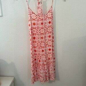 Roxy Coral and White Racerback Tiered Mini Dress size M